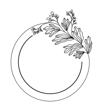 floral circle frameのイラスト素材
