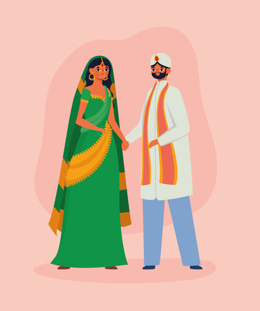 hindu wedding coupleのイラスト素材