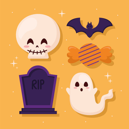 halloween items bundleのイラスト素材