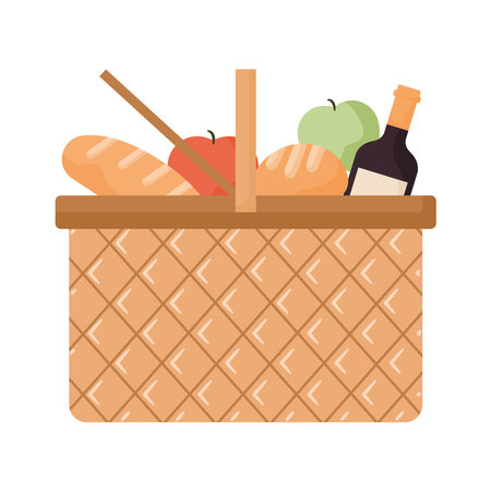 picnic basket with foodのイラスト素材