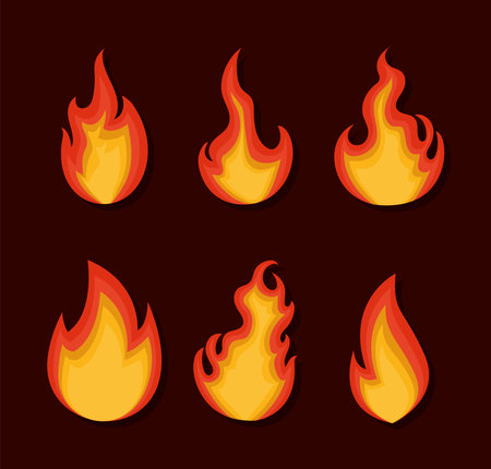 colored flames bundleのイラスト素材