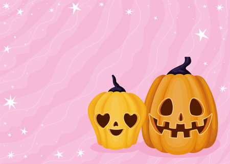 halloween pumpkins cardのイラスト素材