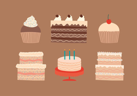 six birthday cakesのイラスト素材