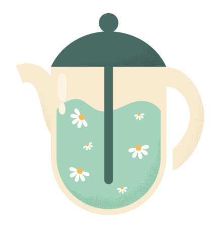 cute floral teapotのイラスト素材
