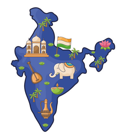 india map with itemsのイラスト素材