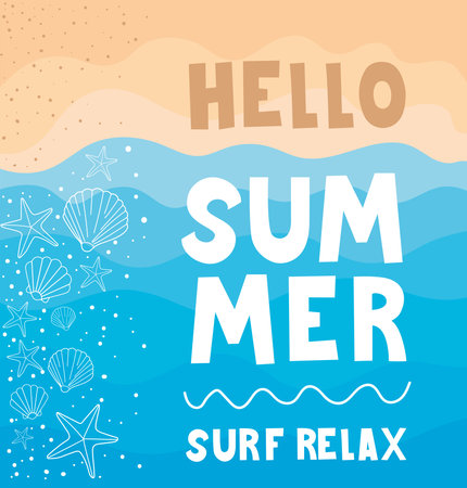 hello summer posterのイラスト素材