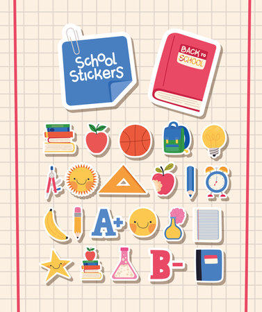 back to school items setのイラスト素材