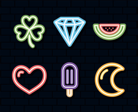 neon items groupのイラスト素材