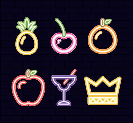 neon items setのイラスト素材