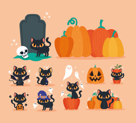 halloween icons bundleのイラスト素材