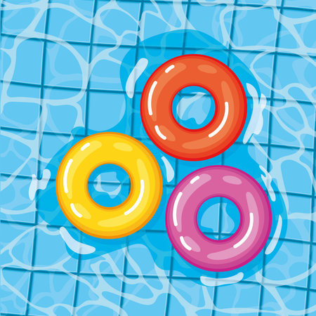three lifesavers on a poolのイラスト素材