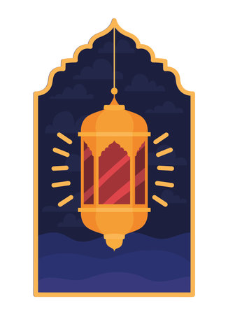 window with islamic lanternのイラスト素材