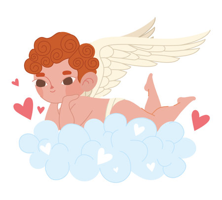 angel lying on a cloudのイラスト素材