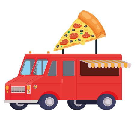 pizza truck designのイラスト素材