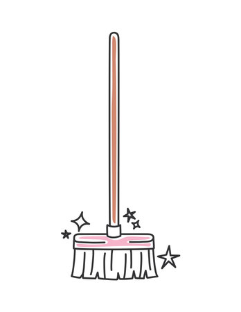 colored broom illustrationのイラスト素材