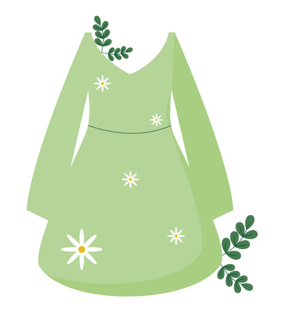 green sustainable dress designのイラスト素材