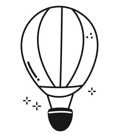 hand drawn hot air balloonのイラスト素材