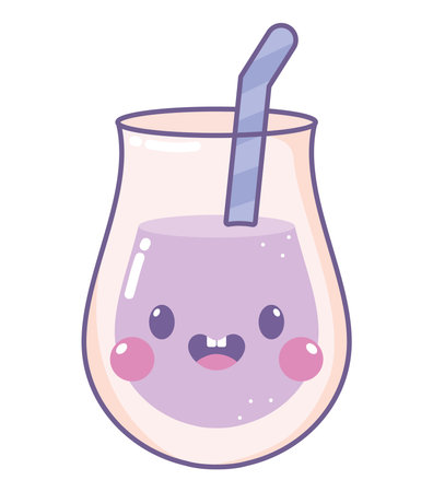 kawaii glass of juiceのイラスト素材
