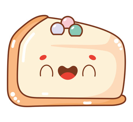 kawaii cake sliceのイラスト素材