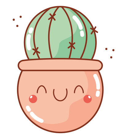 kawaii potted cactus designのイラスト素材