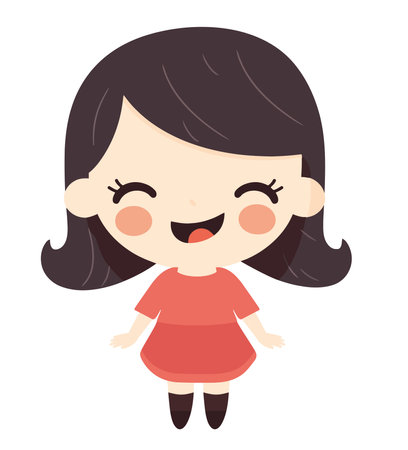 Cute vector girl in joyful celebrationのイラスト素材