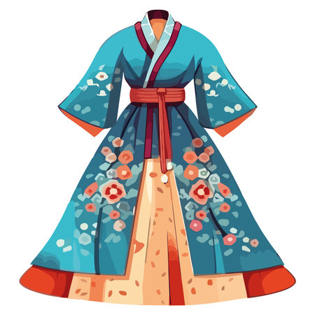 Fashionable beauty in traditional dressのイラスト素材