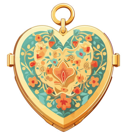 Shiny golden necklace in heart shapeのイラスト素材