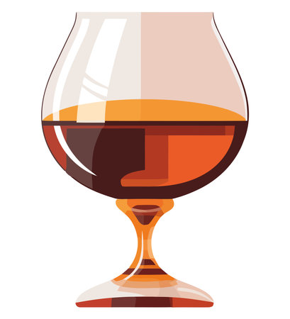 Luxury wineglass filled with golden whiskey liquidのイラスト素材