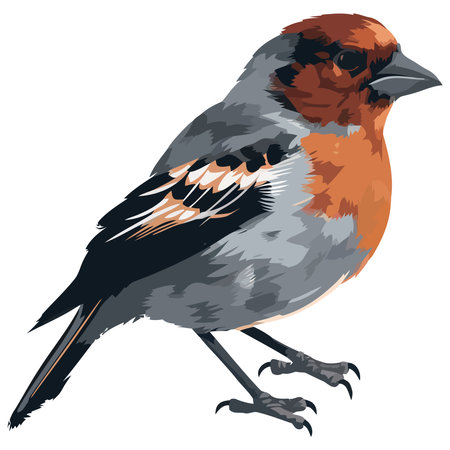 Cute finch perching on branch in natureのイラスト素材