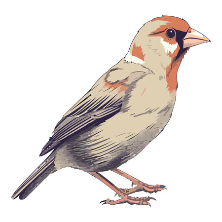 Cute finch perching on small branch outdoorsのイラスト素材