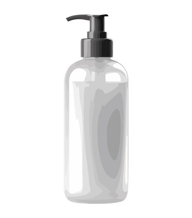 Moisturizing shampoo in plastic bottleのイラスト素材