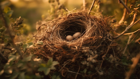 New life emerges from fragile bird nest generated by artificial intelligence generated by artificial intelligenceの素材