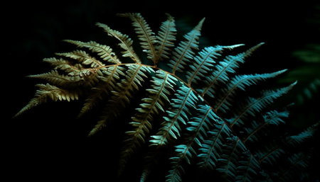 Fractal fern frond in tranquil rainforest motion generated by artificial intelligence generated by artificial intelligenceの素材