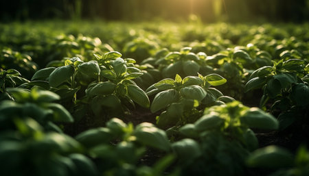 Fresh organic tomato blossom in summer sunlight generated by artificial intelligence generated by artificial intelligenceの素材