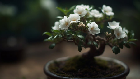 Fresh azalea blossom in small flower pot generated by artificial intelligence generated by artificial intelligenceの素材