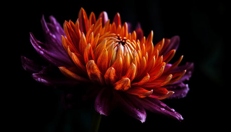 Vibrant petals adorn single dahlia in summer generated by artificial intelligence generated by artificial intelligenceの素材