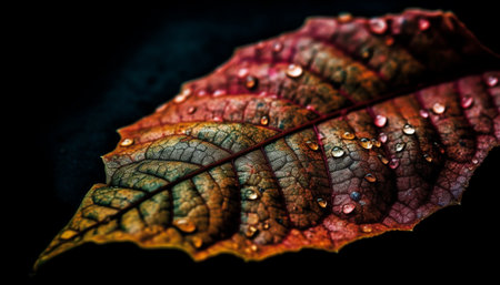 Autumn wet drops reflect vibrant leaf colors generated by artificial intelligence generated by artificial intelligenceの素材