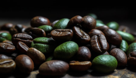 Freshly brewed gourmet coffee, dark and scented generated by artificial intelligence generated by artificial intelligenceの素材