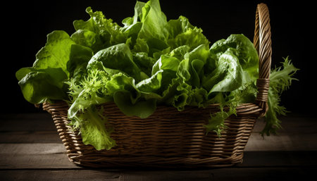 Healthy salad bowl with fresh organic vegetables generated by artificial intelligenceの素材