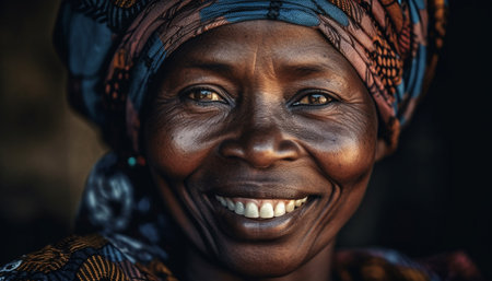 African woman joyful smile radiates natural beauty generated by artificial intelligenceの素材