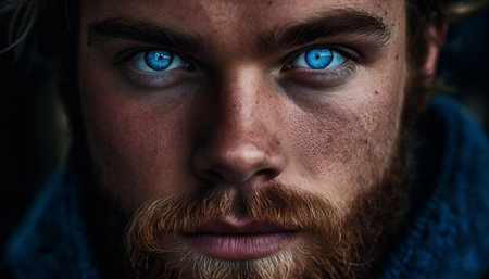 Serious man with confidence and elegance generated by artificial intelligenceの素材