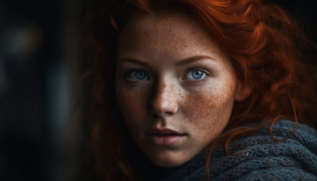 Beautiful young woman exudes confidence and sensuality generated by artificial intelligenceの素材