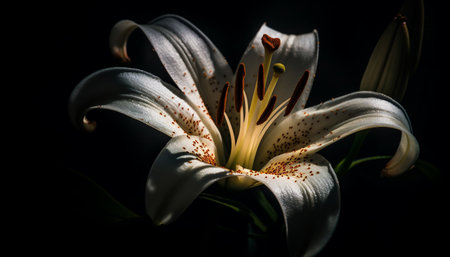 Single orchid blossom showcases elegance in nature generated by artificial intelligenceの素材