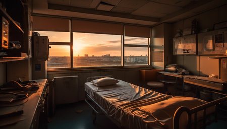 Luxury bed, comfortable pillow, illuminated by sunlight generated by artificial intelligenceの素材