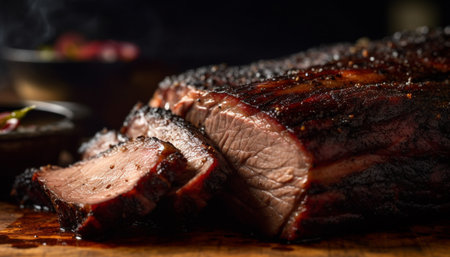 Juicy sirloin steak grilled to perfection, ready to eat generated by artificial intelligenceの素材