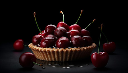 Organic berry basket, fresh summer indulgence temptation generated by artificial intelligenceの素材