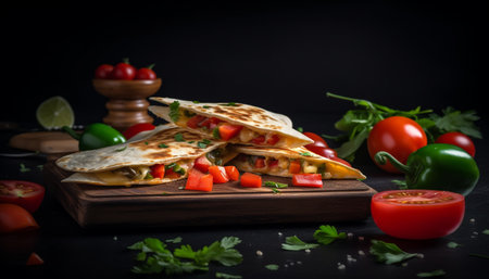 Freshly grilled beef on rustic ciabatta bread generated by artificial intelligenceの素材