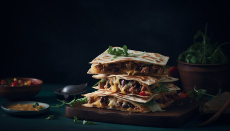 Freshly baked ciabatta sandwich with organic mozzarella generated by artificial intelligenceの素材