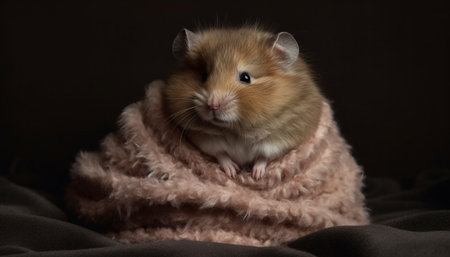 Fluffy rabbit and puppy sitting indoors, looking cute generated by artificial intelligenceの素材