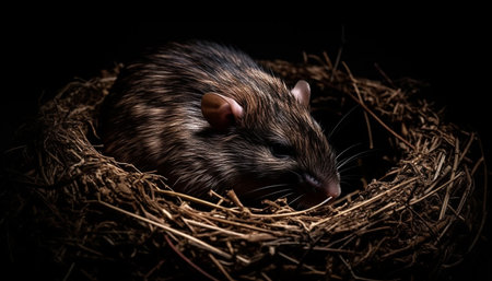 Fluffy rodent snout, whiskers, and cute fur generated by artificial intelligenceの素材